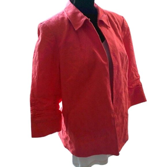 Coldwater Creek Blazer Womens 16 Textured Open Jacket Orange, Cotton, Lined - Picture 6 of 7